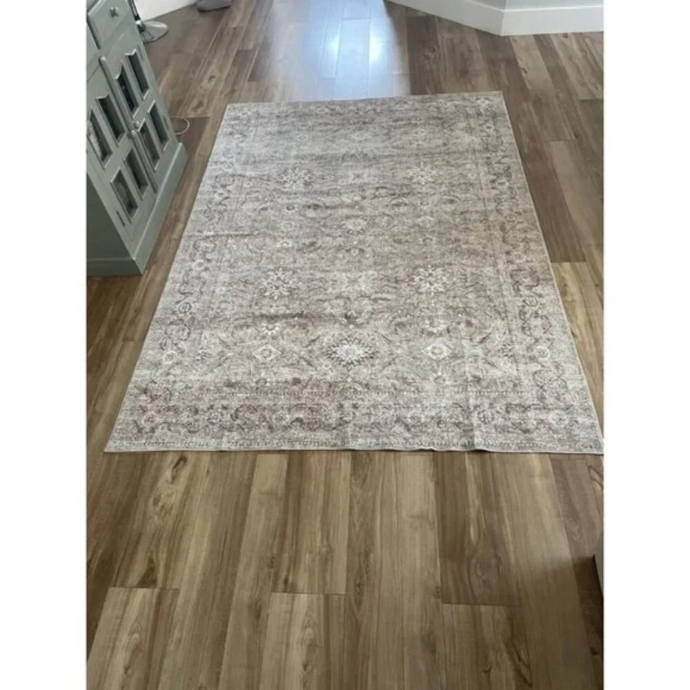 New 5x7 Boho Washable Area Rug, Vintage Tribal Non-Slip Soft Carpet for Home